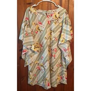 Umgee USA + knee length dress mint green ruffle sleeve boho size XL